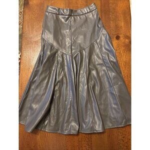 Emerson Lang Gray Flowing Faux Leather Skirt Size Small NWT Zips In Back